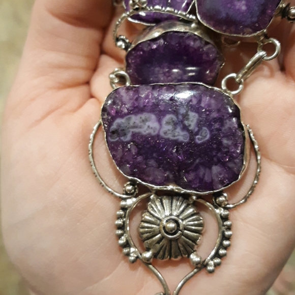 New Purple Solar Quartz 925 Silver Necklace. - Picture 5 of 8